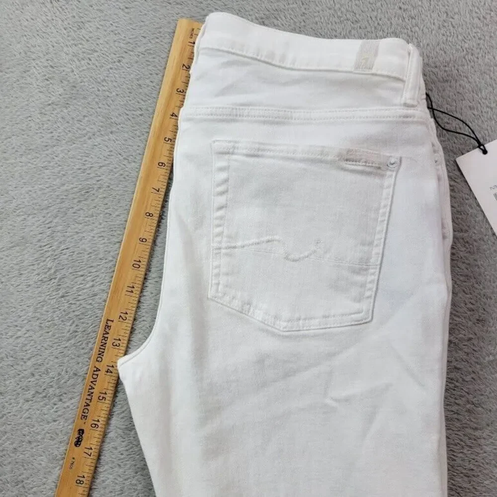 7 For All Mankind Jeans Women 32x32 White Original Bootcut Wide Baggy Y2K Skater - Picture 7 of 16